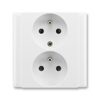 ABB CLASSIC 5512-2249 B1 Zásuvka dvojnásobná chráněná, 81x81 mm, jasně bílá